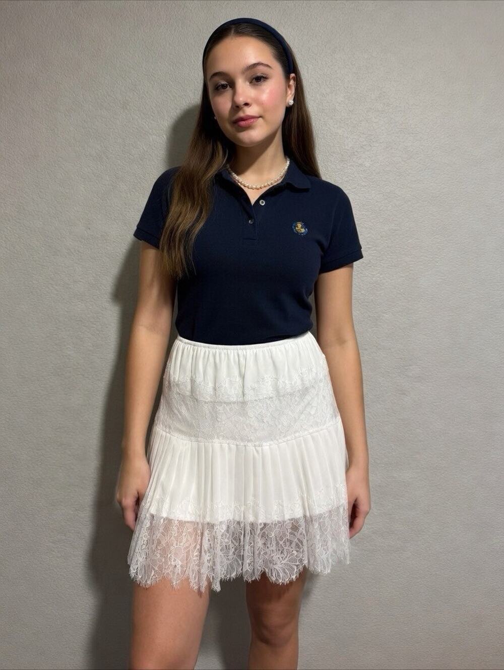 Boutique Mini Skirt Y2K 90s Lace Tennis Preppy Grunge White Madonna Lined Sz L